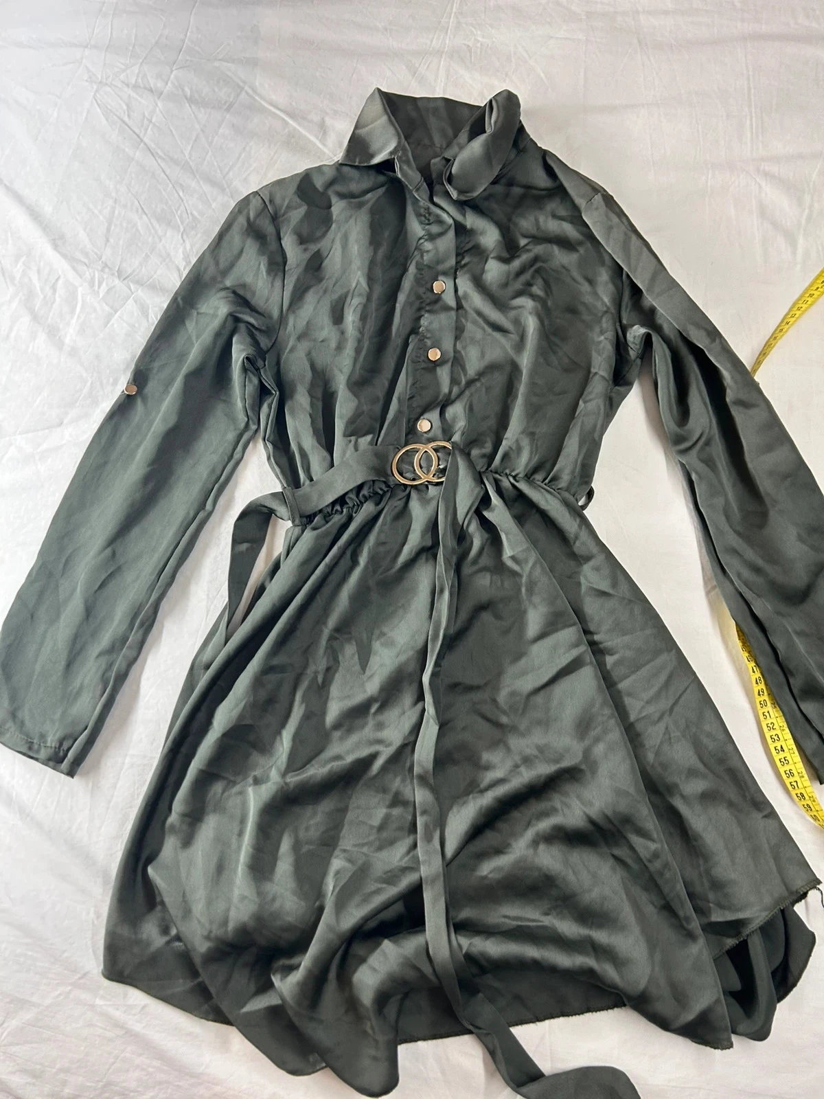 Lange vintage casual jurk donkergroen – photo 2